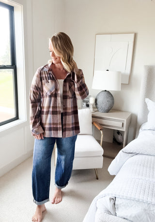 Nina Plaid Button Up Top