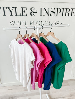 Colby Cotton Slub Rolled Sleeve Top