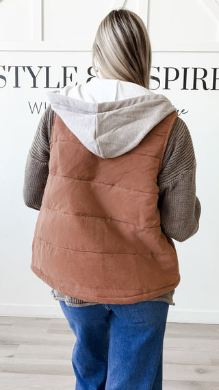 Miley Contrast Hooded Puffer Vest