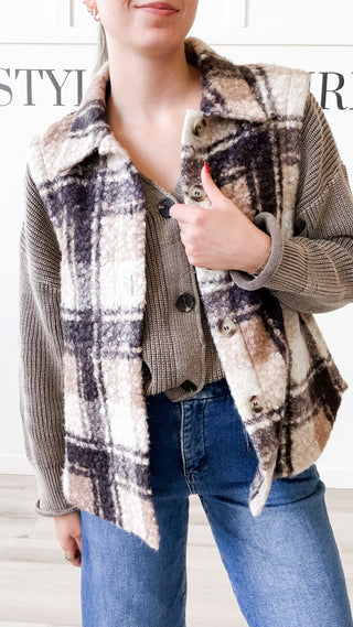 Eunice Plaid Boucle Vest