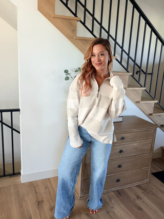 Charlette Striped Half Zip Sweater
