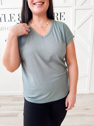 Callie V-Neck Pointelle Knit Top