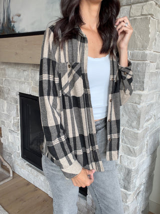Nina Plaid Button Up Top