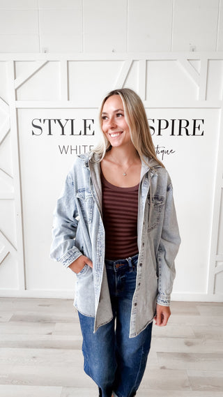 Renee Vintage Hooded Denim Shirt
