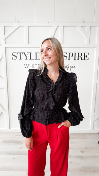 Sasha Polka Dot Frilled Top