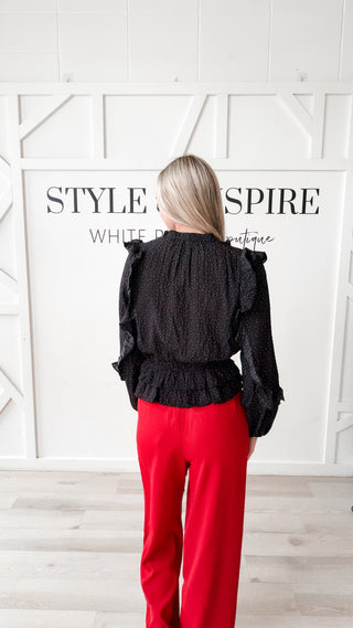 Sasha Polka Dot Frilled Top