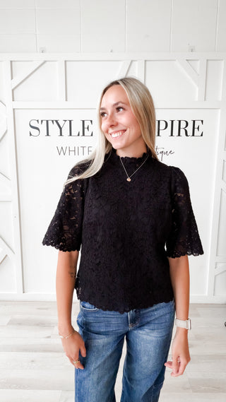 Michelle Lace Mock Neck Top