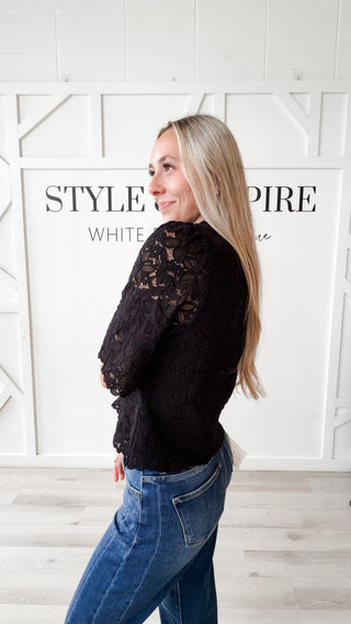Michelle Lace Mock Neck Top