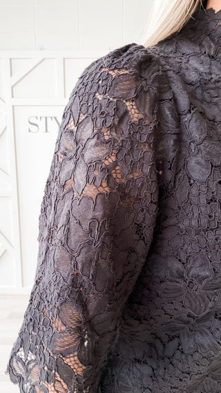 Michelle Lace Mock Neck Top