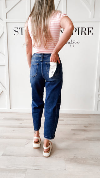 Risen High Rise Barrel Cuffed Jeans