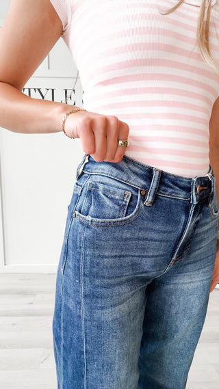 Risen High Rise Barrel Cuffed Jeans