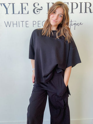 Elise Crew Neck Side Slit Top