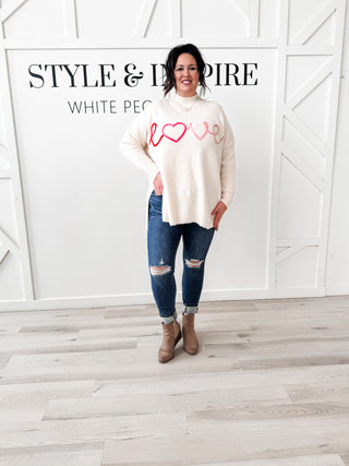 Love Yarn Applique Tunic Sweater