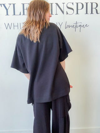Elise Crew Neck Side Slit Top