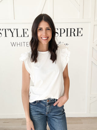 Ophelia Lace Flutter Sleeve Top