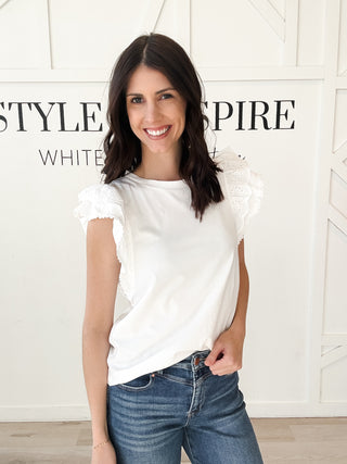 Ophelia Lace Flutter Sleeve Top