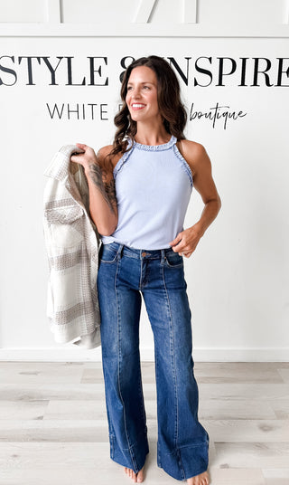 Tami Soft Rib Ruffle Neck Tank