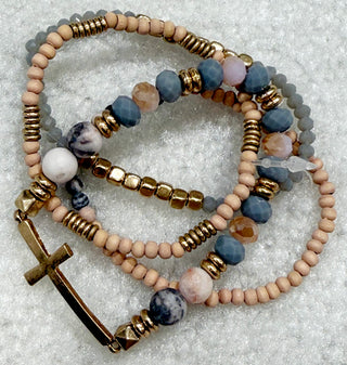 Cross Mixed Bead Bracelets  *Final Sale*