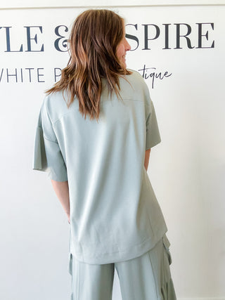 Elise Crew Neck Side Slit Top