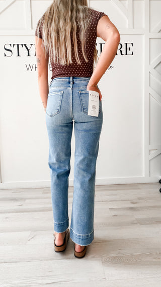 Risen Tummy Control High Rise Straight Jeans