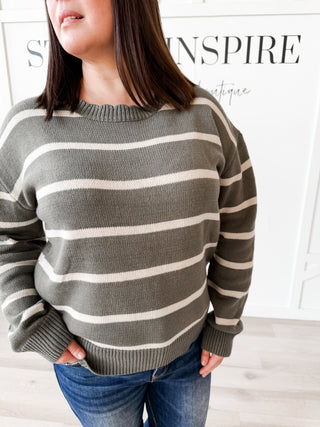 Melody Scalloped Neck Stripe Sweater