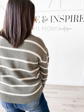 Melody Scalloped Neck Stripe Sweater