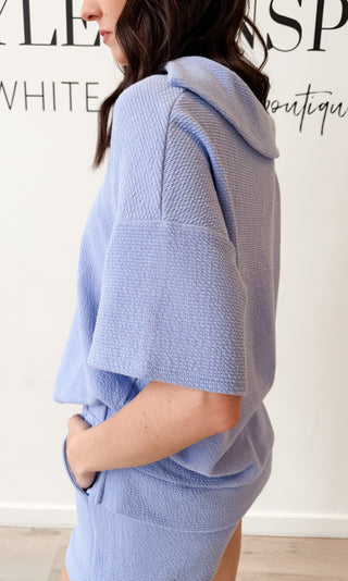 Arlys Split Neck Short Sleeve Top