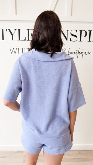 Arlys Split Neck Short Sleeve Top