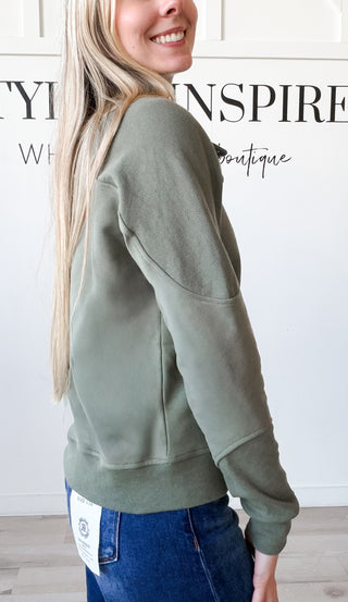 Raegan Mock Neck Half Snap Sweatshirt