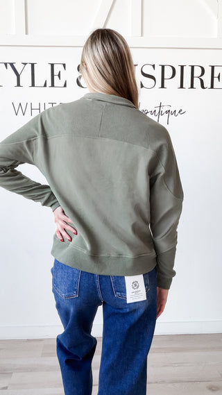 Raegan Mock Neck Half Snap Sweatshirt