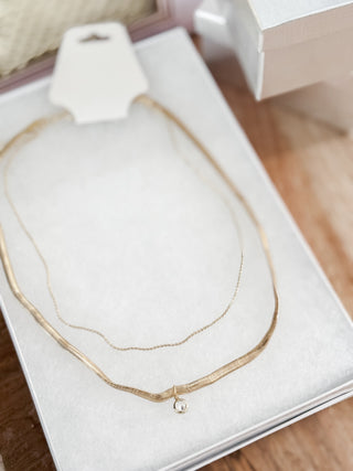 Layered CZ Chain Necklace. *Final Sale*