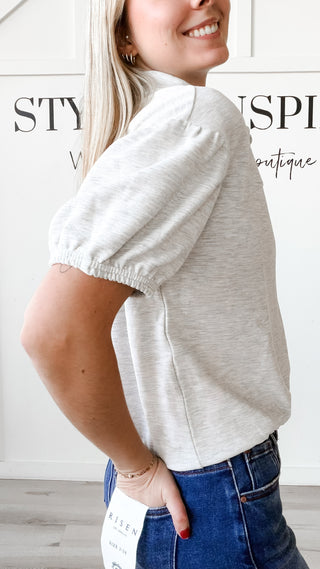 Natalie Half Sleeve Elastic Hem Top