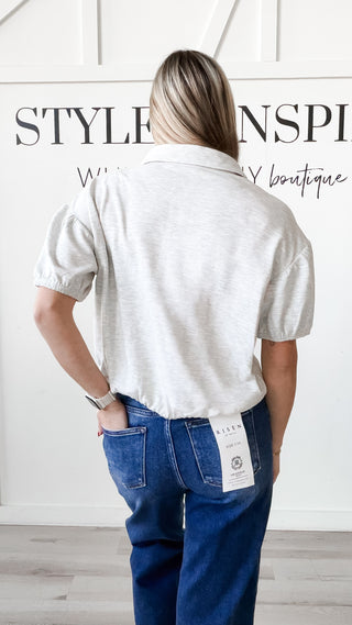 Natalie Half Sleeve Elastic Hem Top