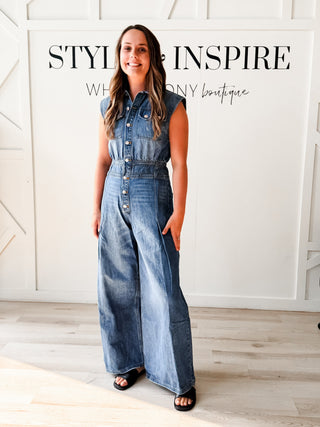 Savannah Sleeveless Denim Jumpsuit