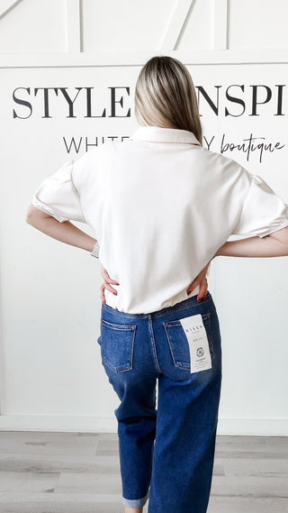 Natalie Half Sleeve Elastic Hem Top