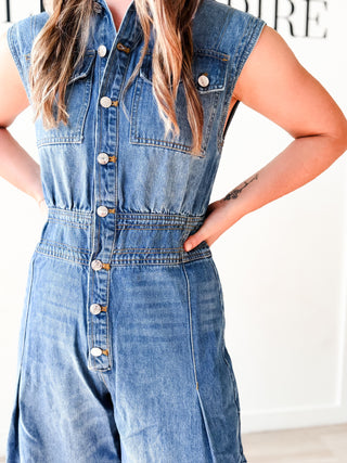 Savannah Sleeveless Denim Jumpsuit