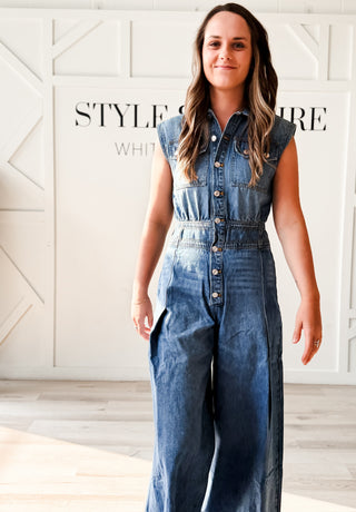 Savannah Sleeveless Denim Jumpsuit