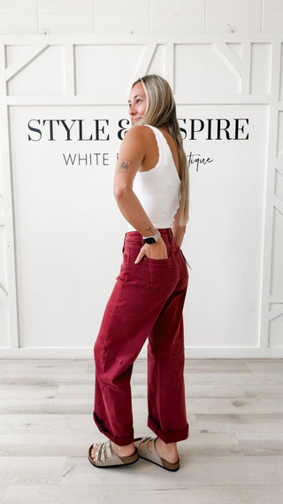 Mica High Rise Wide Leg Cuffed Jeans