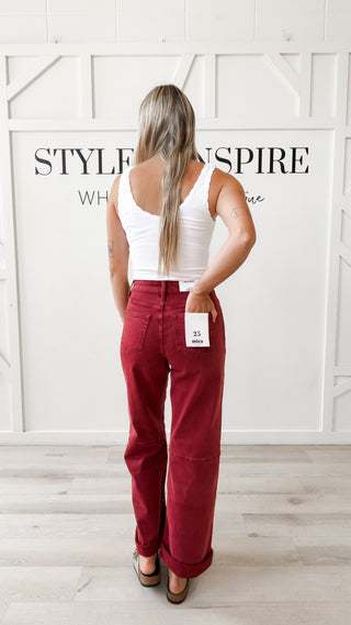 Mica High Rise Wide Leg Cuffed Jeans