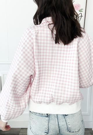 Emily Gingham Half Snap Sweatshirt