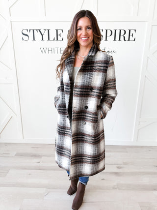 Mary Double Breasted Plaid Coat W/Removable Hood *Final Sale*