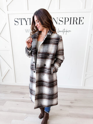 Mary Double Breasted Plaid Coat W/Removable Hood *Final Sale*