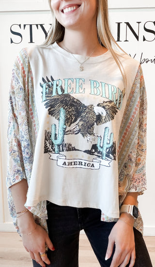 Free Bird Vintage Graphic Kantha Top