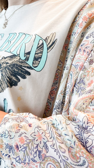 Free Bird Vintage Graphic Kantha Top