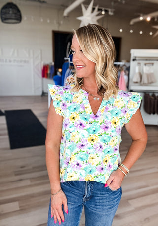 Gloria Cap Sleeve Floral Top