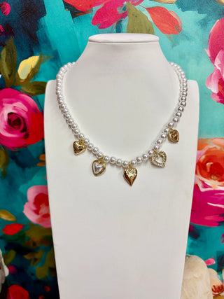 Pearl Heart Charm Necklace. *Final Sale*