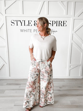 Angela Floral Wide Leg Pants