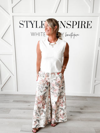 Angela Floral Wide Leg Pants