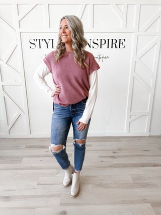 Cyndi Oversized Crewneck Sweater Vest