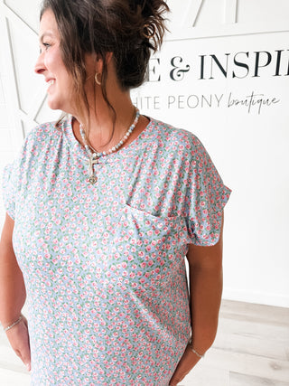 Olivia Floral Ribbed T Dress